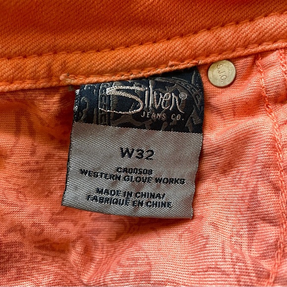 SILVER JEANS Women’s Francy Orange Ombre Raw Hem Denim Mini Skirt Size 32 - Picture 5 of 5